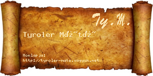 Tyroler Máté névjegykártya